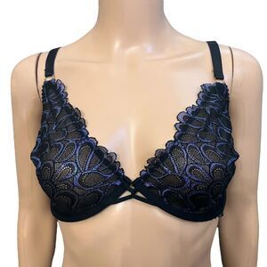 Savage X Fenty Black and Purple Lace Bra